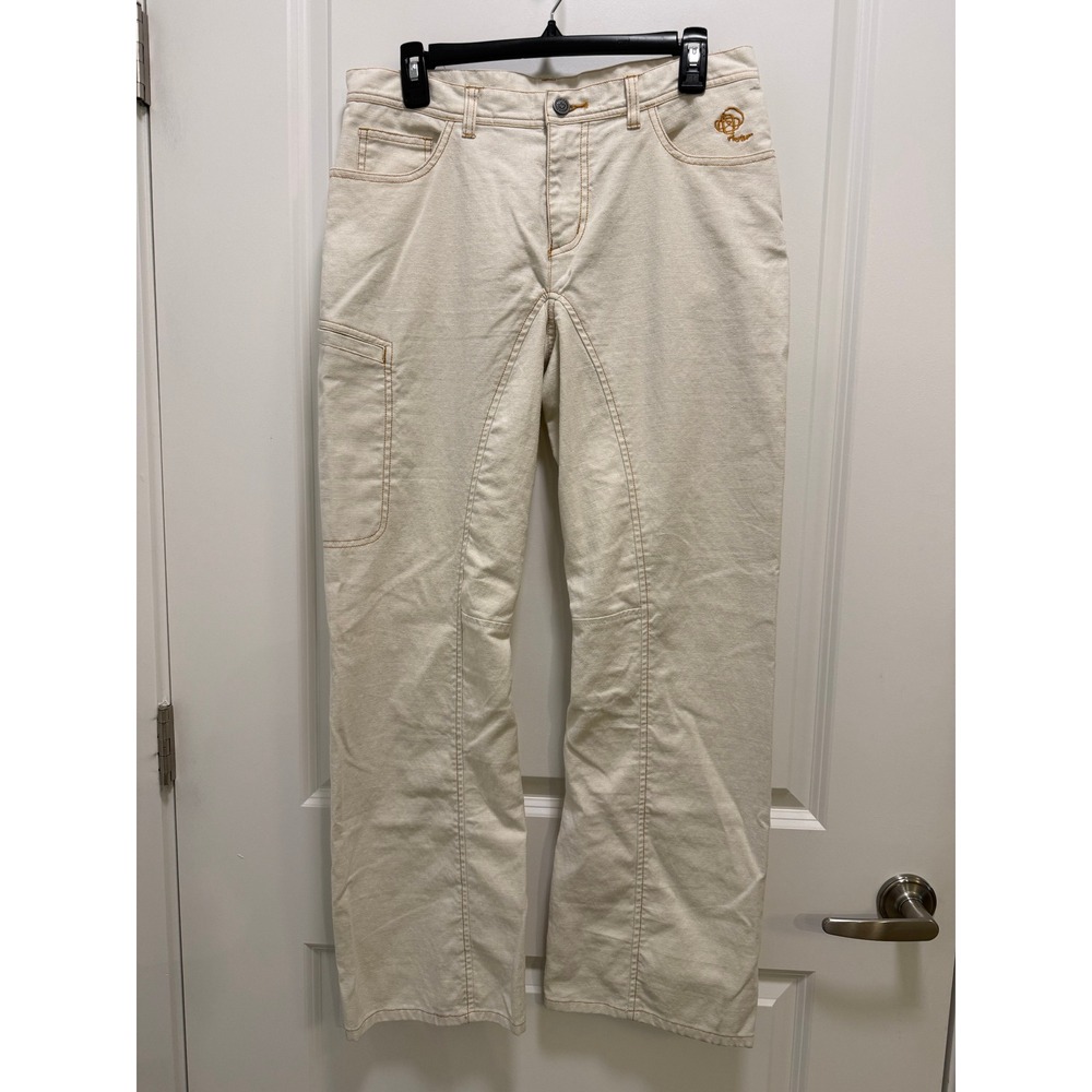 Patagonia Rhythm Hemp Blend Work Utility Pants Cream Orange Stitch Womens 10